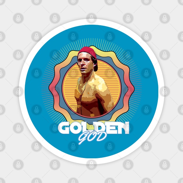 Golden God Retro Aesthetic Magnet by Tv Moments